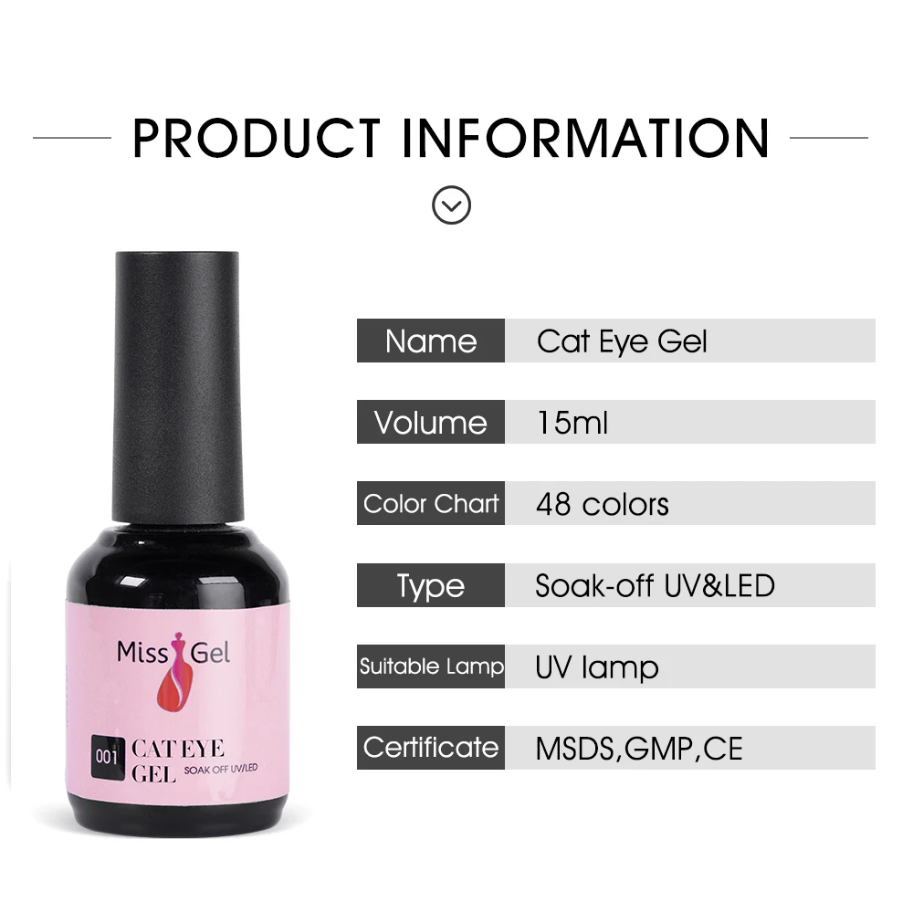 Missgel 48 mixed color glitter fantasy sprite cat eye gel oem long lasting private label hema free uv gel nail polish