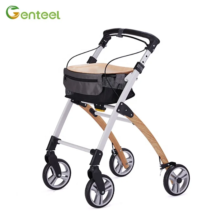 Lightweight Aluminum Rollator Walker Medical Devices Height Adjustable Foldable Indoor Rollator For Elderly Adult