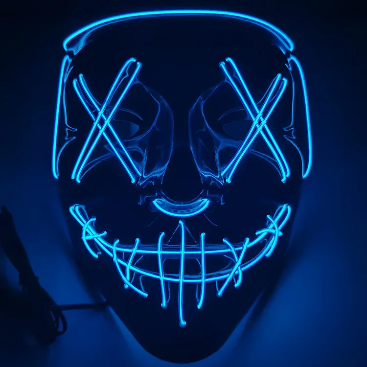 Christmas Decor PVC halloween Scary Masks Horror DJ Purge Party Masks LED Rave Helmet Cosplay Prop Bar Masquerade Neon Masks