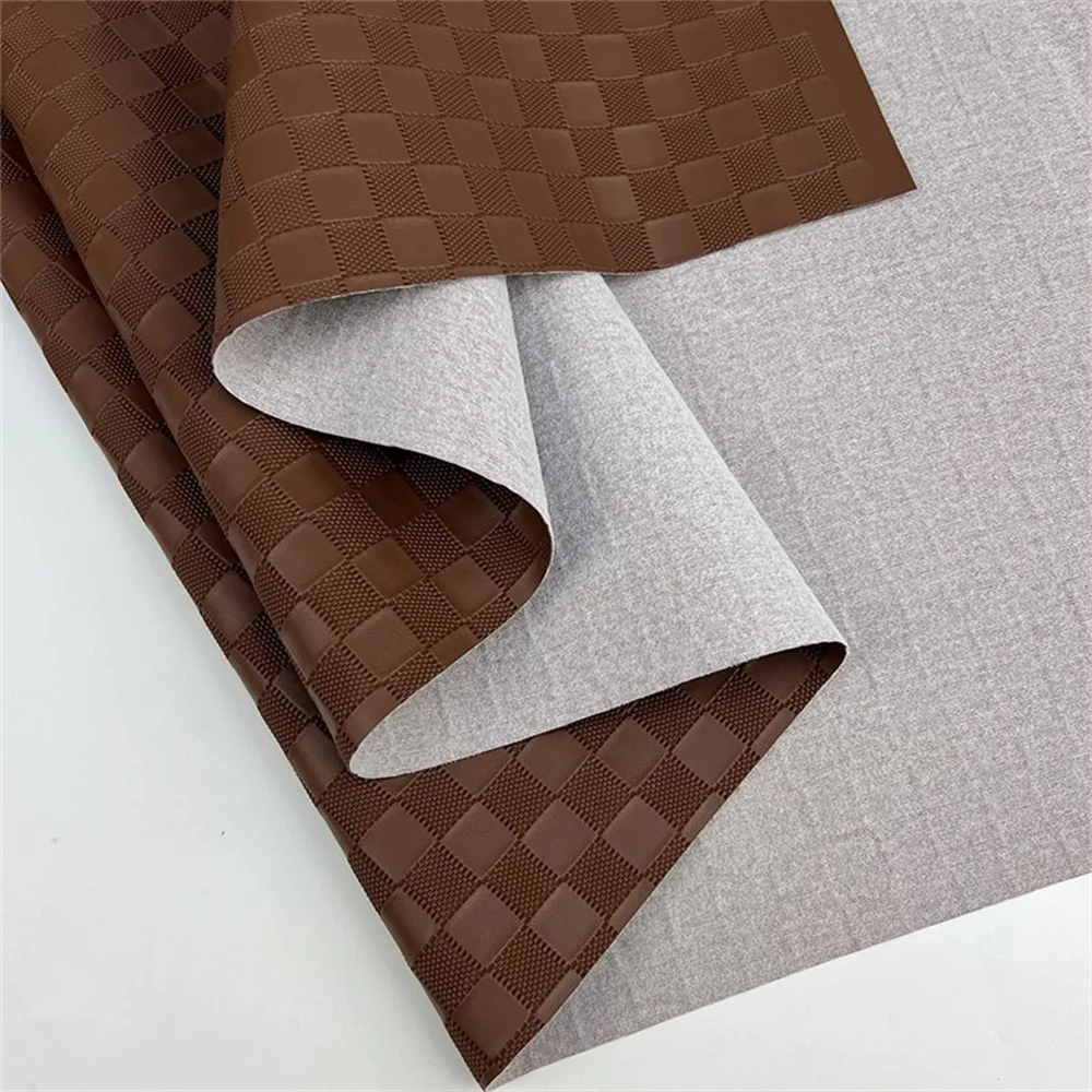 Embossing check design fake PVC leather colorful stock goods durable use for bag luggage wallet card holder phone case