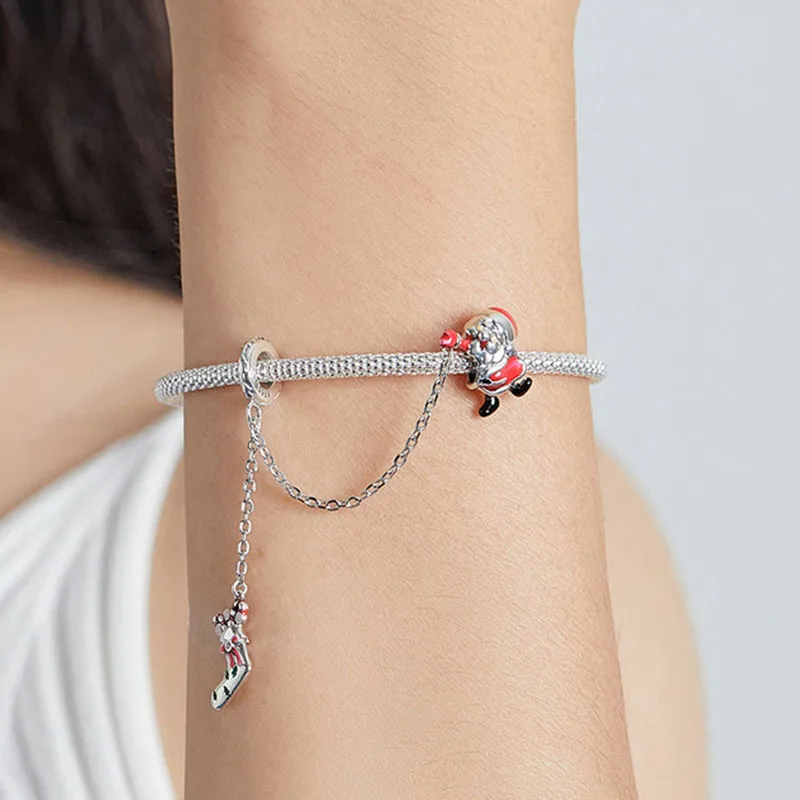 Hot selling 925 sterling silver safety chain charms wholesale  italian charms fit charm bangle bracelet