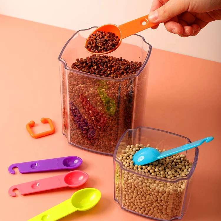 ANJUKE Food Grade Materials Multi Function Plastic Measuring Cups Multi-Color Measuring Spoon Baking Plastic Spoons Set
