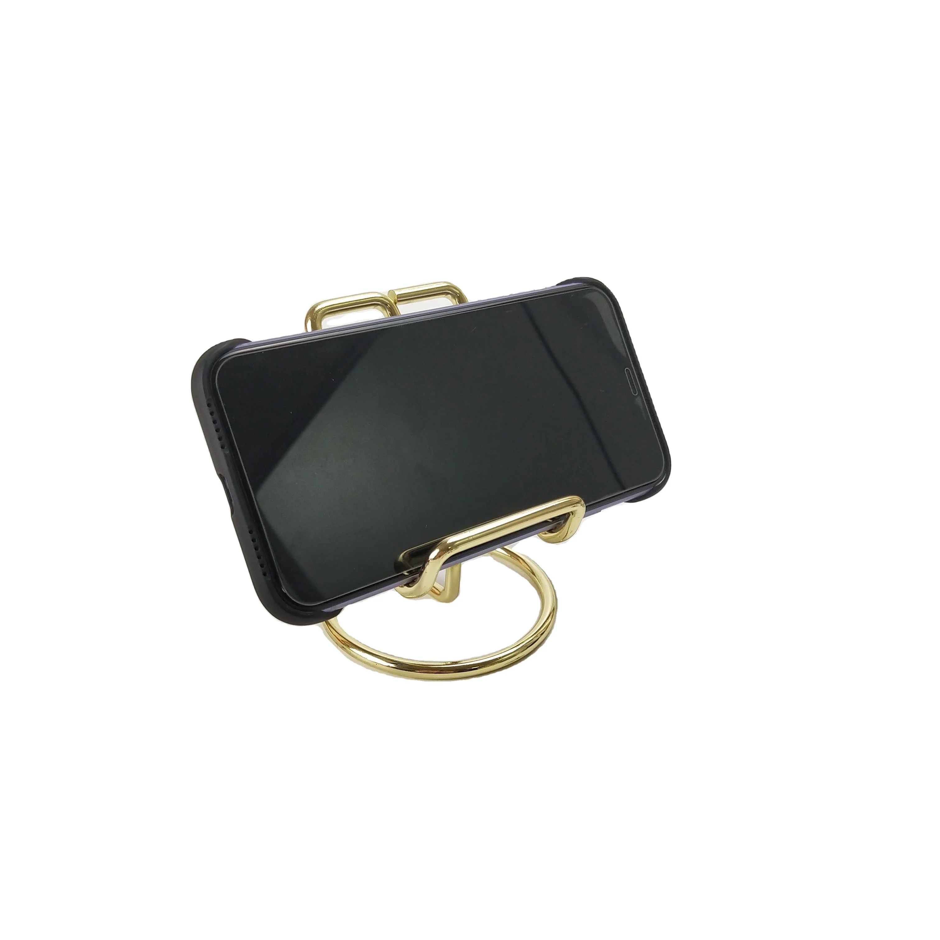 Portable Universal Phones Accessories Display Desktop Cell Phone Stand Smartphone Holder Gold Metal Wire Mobile Phone Holders
