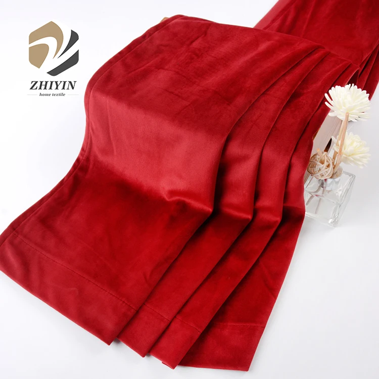 New products soild soft feeling red velvet curtains for the living room ready made