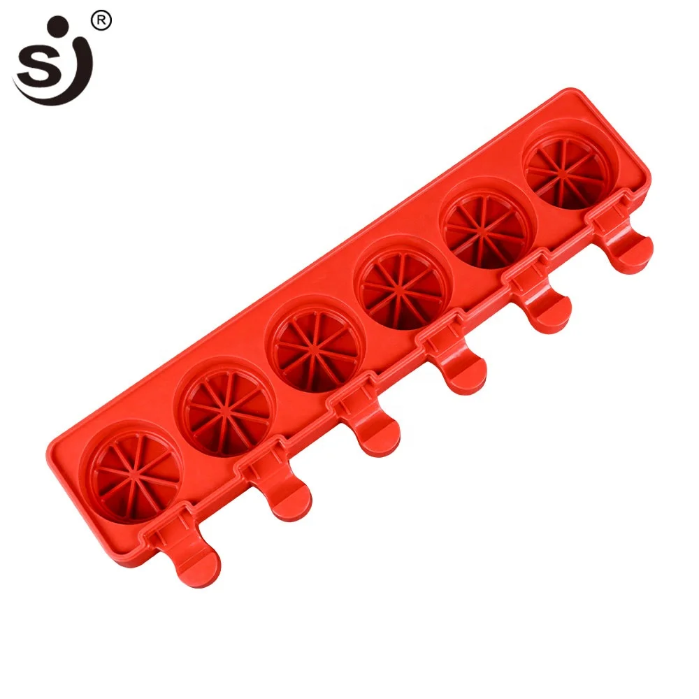 SJ 6 cavities round lemon slice pattern popsicle Ice cream silicone mold 3d kitchen DIY handmade tools