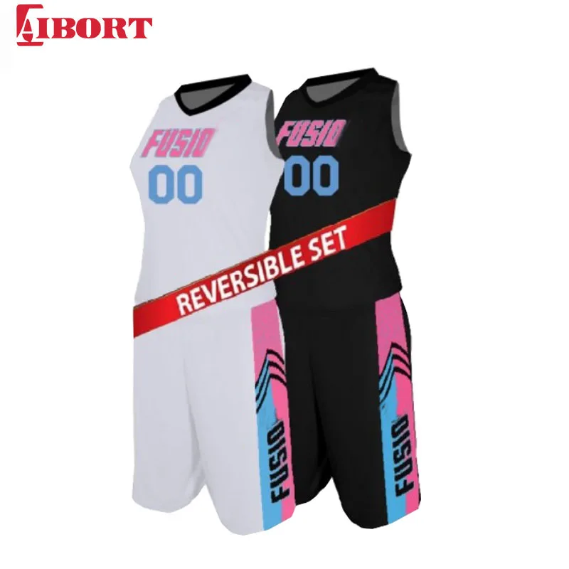 Mesh navy blue reversible design double side boy basketball jerseys and shorts