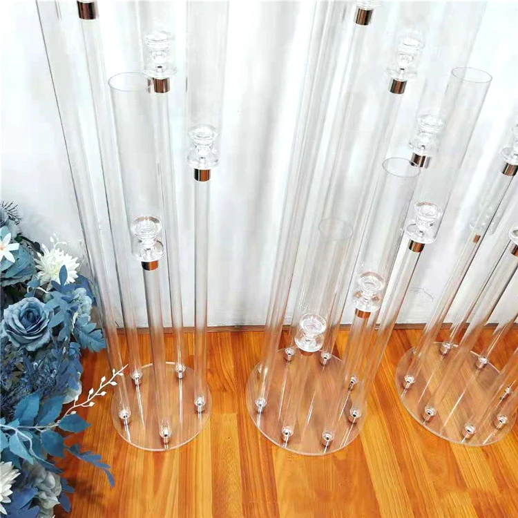 Wholesale Tall Clear Acrylic Candle Holders Wedding Centerpiece Crystal 8 Arms Candelabra For Mariage Party Decoration