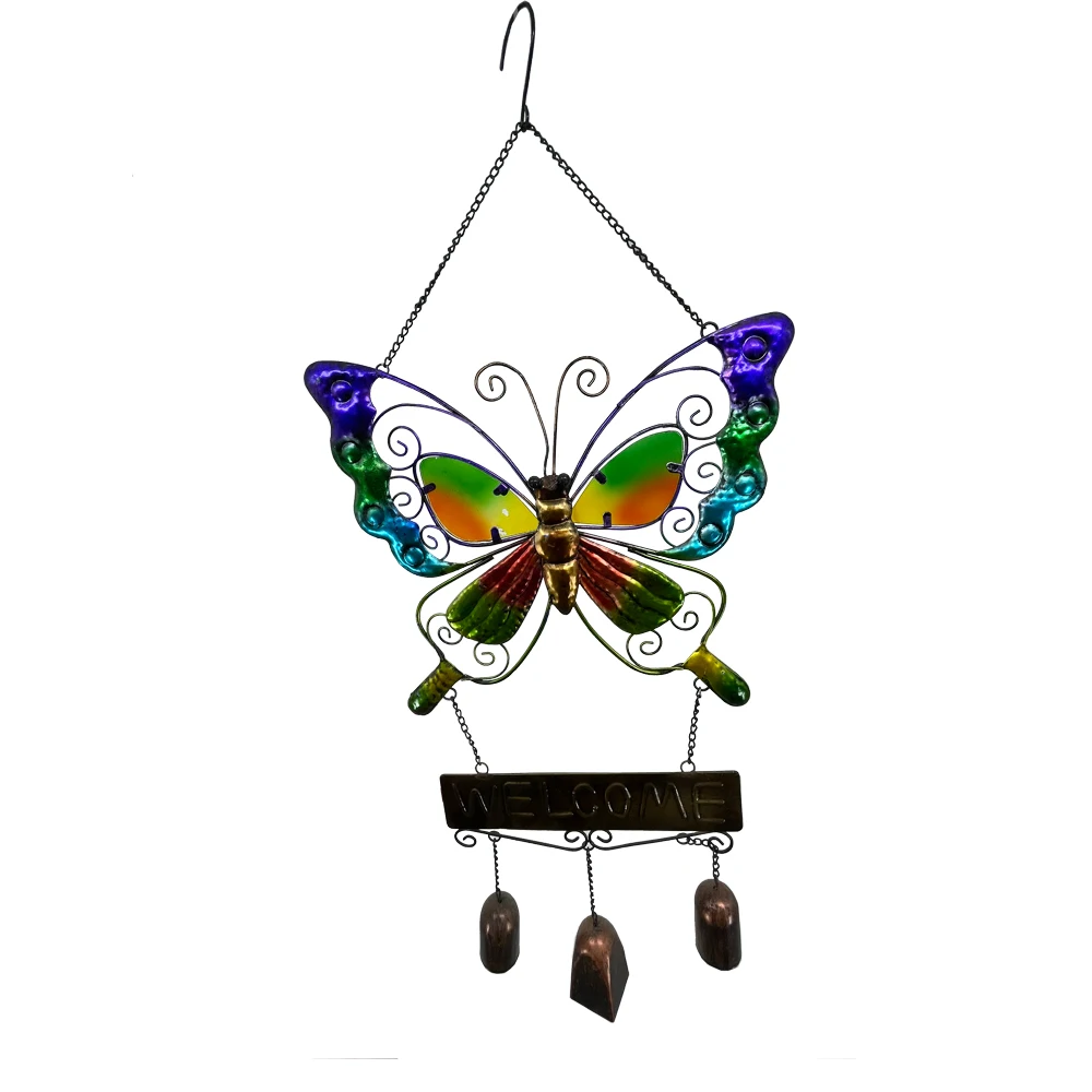Outdoor garden craft ornaments glass metal butterfly wind chimes are used for outdoor / indoor garden yard decoration