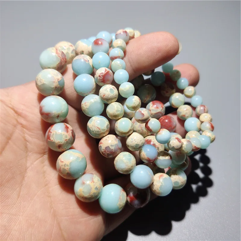 JOYFFO Imperial Jasper Gemstone Bracelet Trendy Religious Imperial Emperor Crystal Beaded Jewelry Unisex Geometric