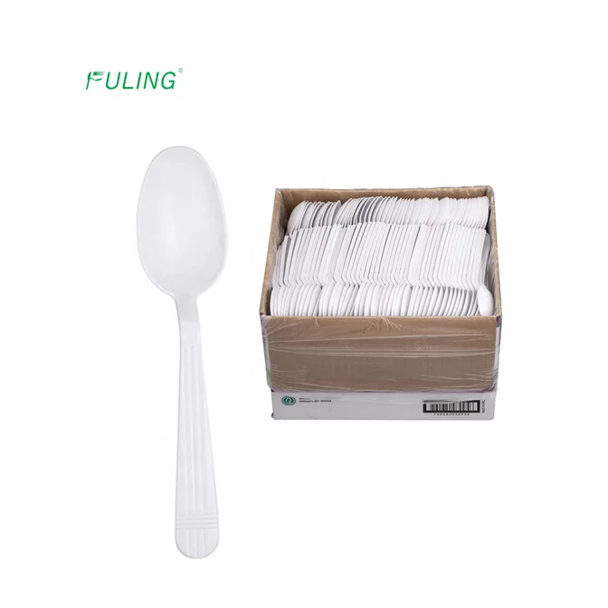 heavy weight kit fork knife teaspoon salt & pepper disposable long soup spoon fork napkin plastic spoon white