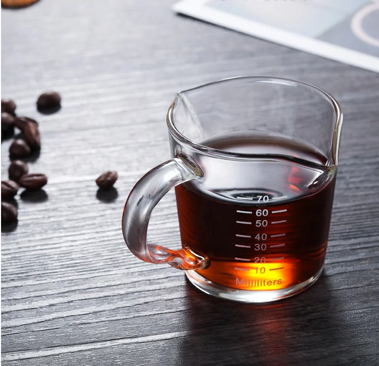 Borosilicate Glass Measuring Cup, Graduated Beaker Mug with Handle, V-Shaped Spout Microwave Safe Scales Milk Cup