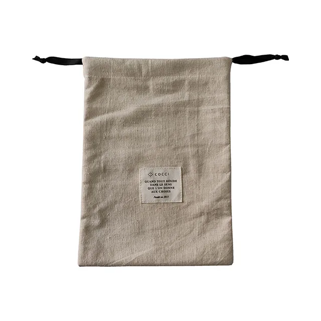 Soft Twill Cotton Envelope Cloth Shoe Dust Packaging Pouch With Flap Custom Logo Printed Drawstring 100% Cotton Dust Bags