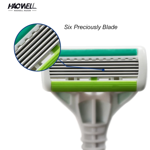 HW-B509DR Hot sale Haowell Stainless steel  Sharp 5 five Blade shaving razor with TPR Handle mens daily shaving OEM
