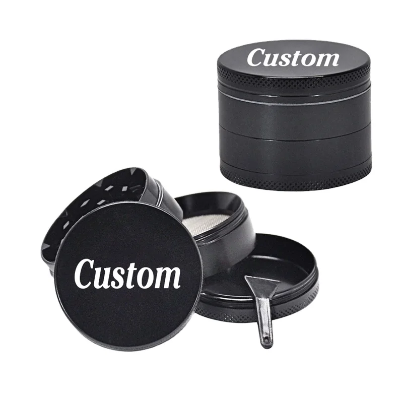 Popular 4 Part 40Mm 50Mm 55Mm 63Mm 75Mm Matte Black Grinders Custom Herb Tobacco Grinder