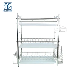 3 Layer Small Metal Wire Steel kitchen Wine Plate Dish Drying Rack Dish Drainers