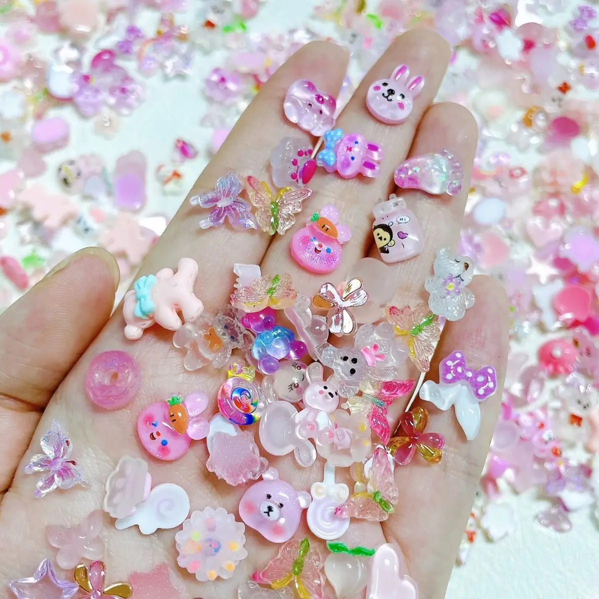 Wholesale Best Selling Cartoon Nail Decoration Cartoon Nail Charms Kawaii Designs Mini Cute Bear Ice Cream Rabbit
