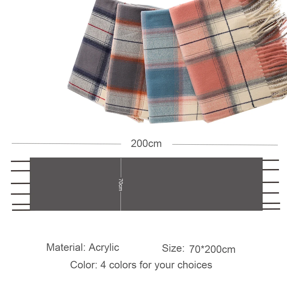 
High Quality Winter Acrylic Scarf Women Fashion Warm Pashmina Scarf Big Size Scarves 