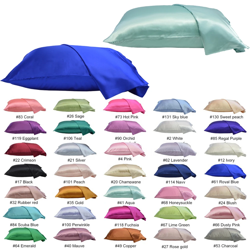 Solid Color Super Soft and Breathable Pillowcase Satin Silk Pillow Case Pillow Cases Standard Size Set