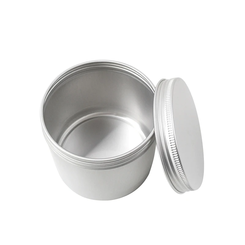 300 ml Cosmetic Aluminum Jar With Lid Silver Small Round Shape Cosmetic Packaging Tins