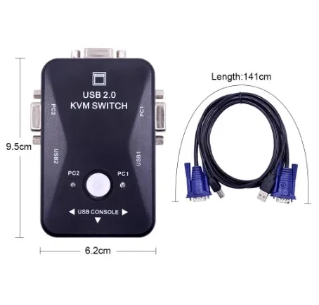  2 порта USB 0 KVM переключатель 1920*1440 VGA SVGA разделитель коробка + кабеля для клавиатуры мыши монитора