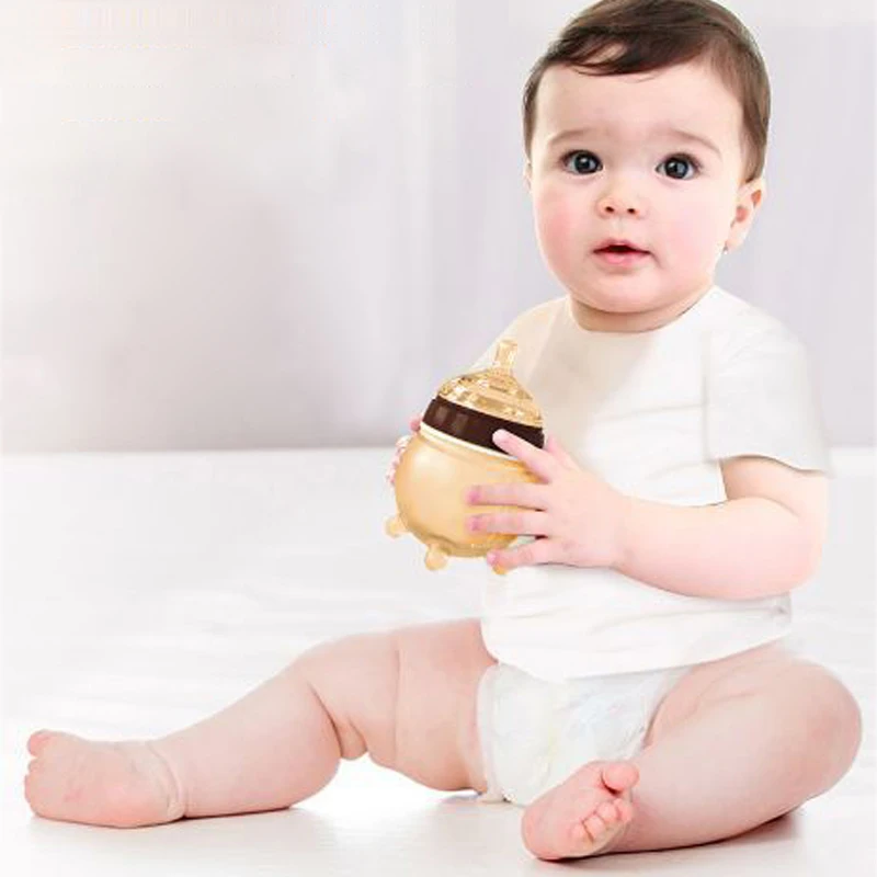 Custom Silicone Baby Bottle Breast Feeding Anti Colic Nano Silver Nursing Bottle Wide Neck Silicone Baby Milk Bottle 260ml