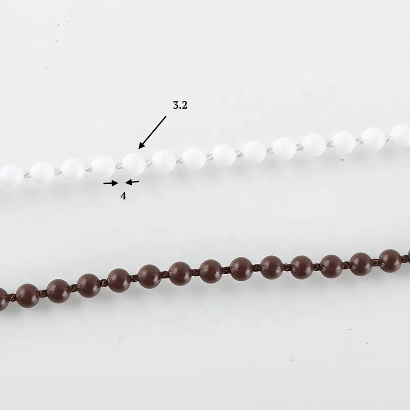 
roller blinds components 4.5*6mm thin cord plastic curtain chain pom plastic ball chain 
