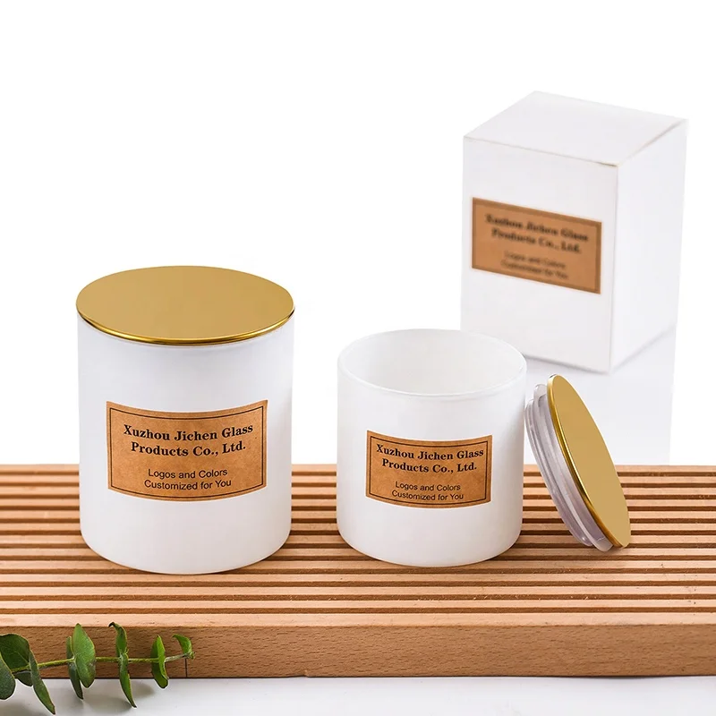 luxury home decoration items straight empty matte white glass candle jars with customized colors and logos