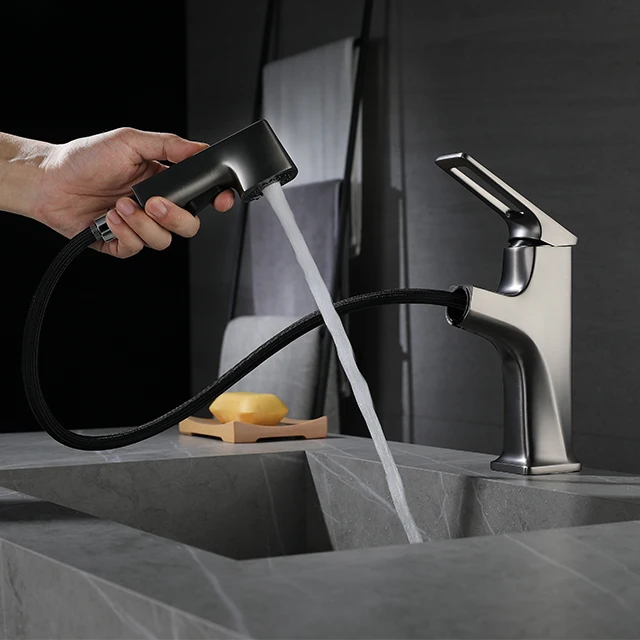 Grey Basin Faucets Bathroom Basin Water Wash Basin Zinc clad copper Faucet Water Tap
