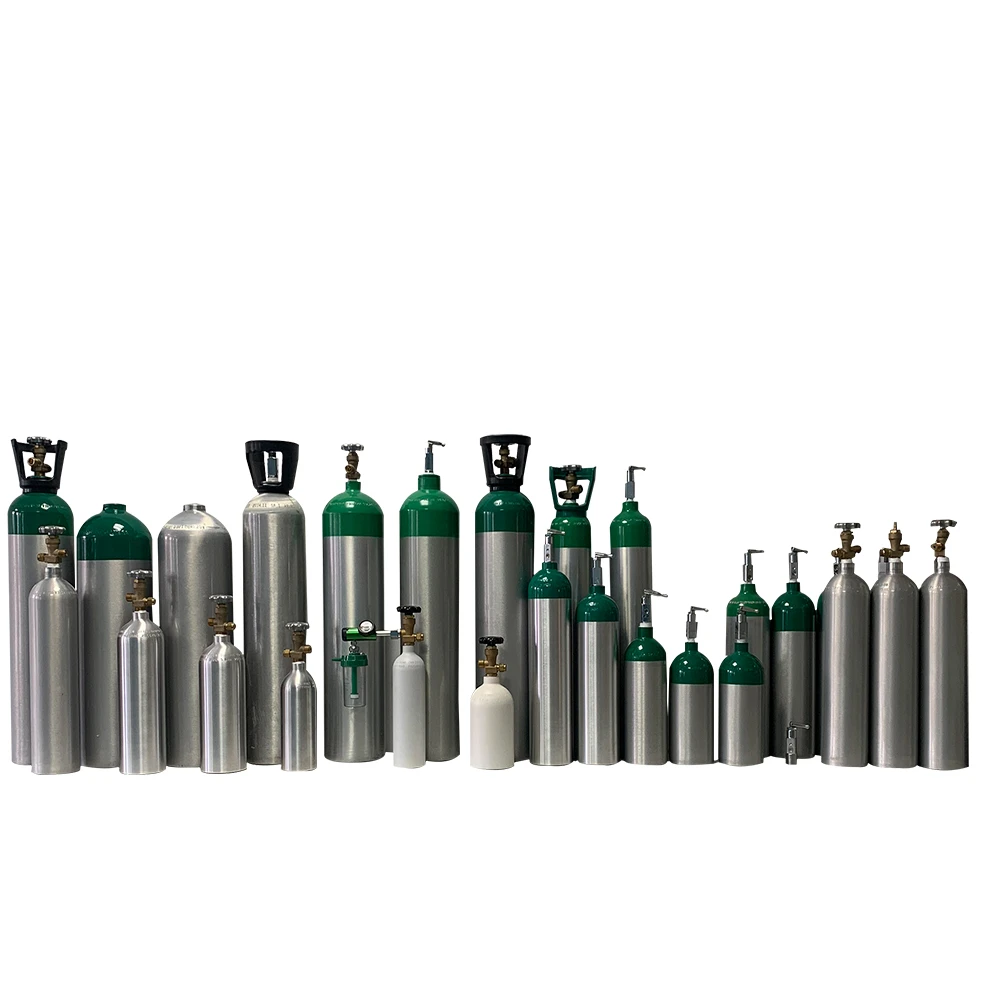 Factory Delivery ISO/GB Standard Series Medical Seamless Aluminum Gas Cylinder Hospital Industrial Aluminum Material Oxygen Tank