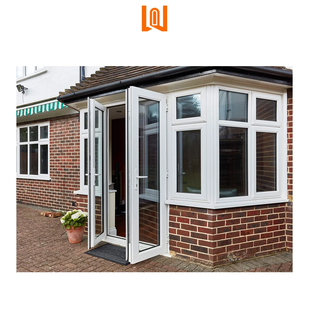 Modern Design Residential Double Triple Glass Plastic PVC Door Vinyl Casement French Doors