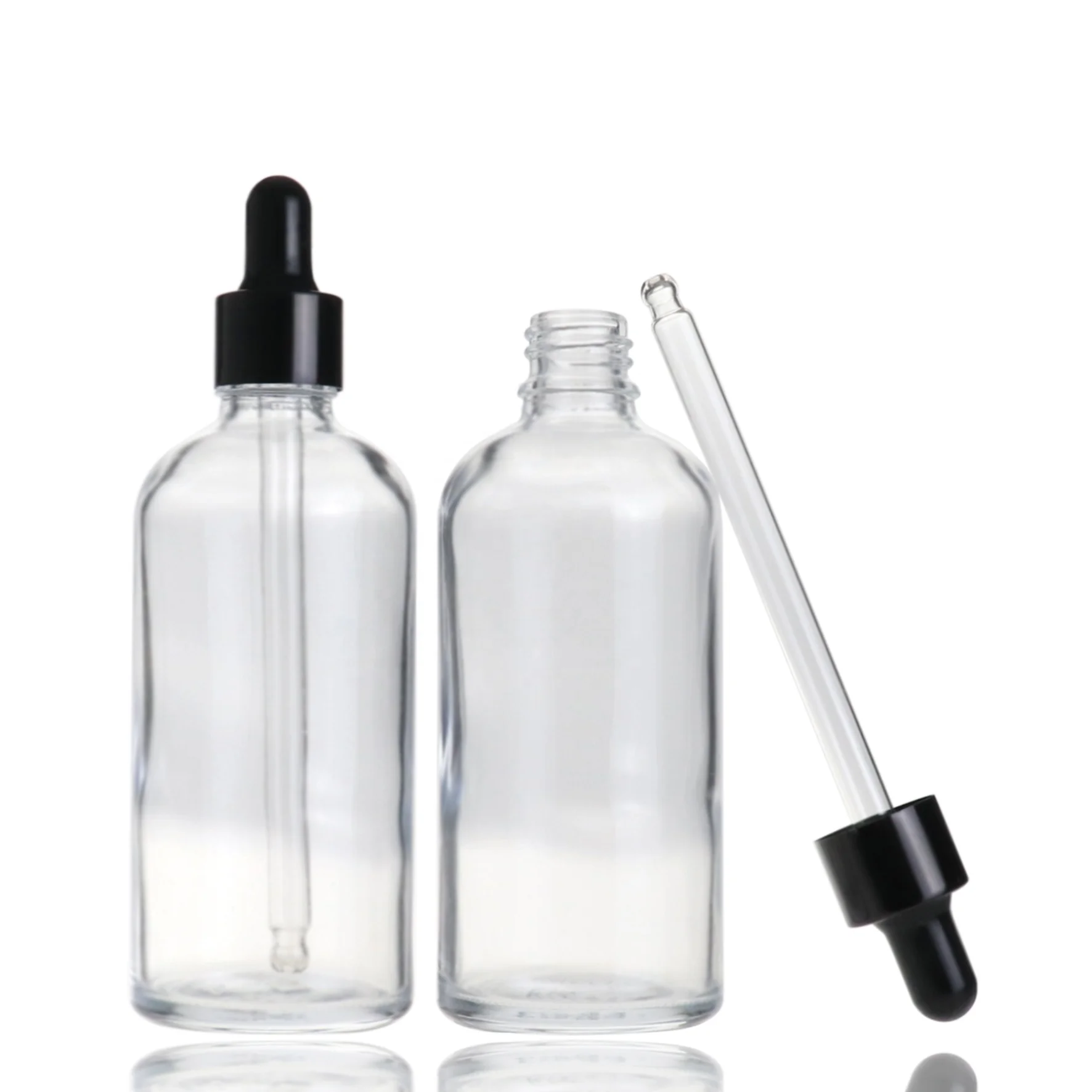 Wholesale empty clear lotion cosmetic packaging perfume 100 ml glass essential oil dropper bottle