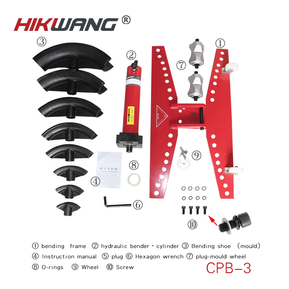 CPB-3 18T split type without pump copper pipe bender hydraulic with 8 moulds tube bending tool kit