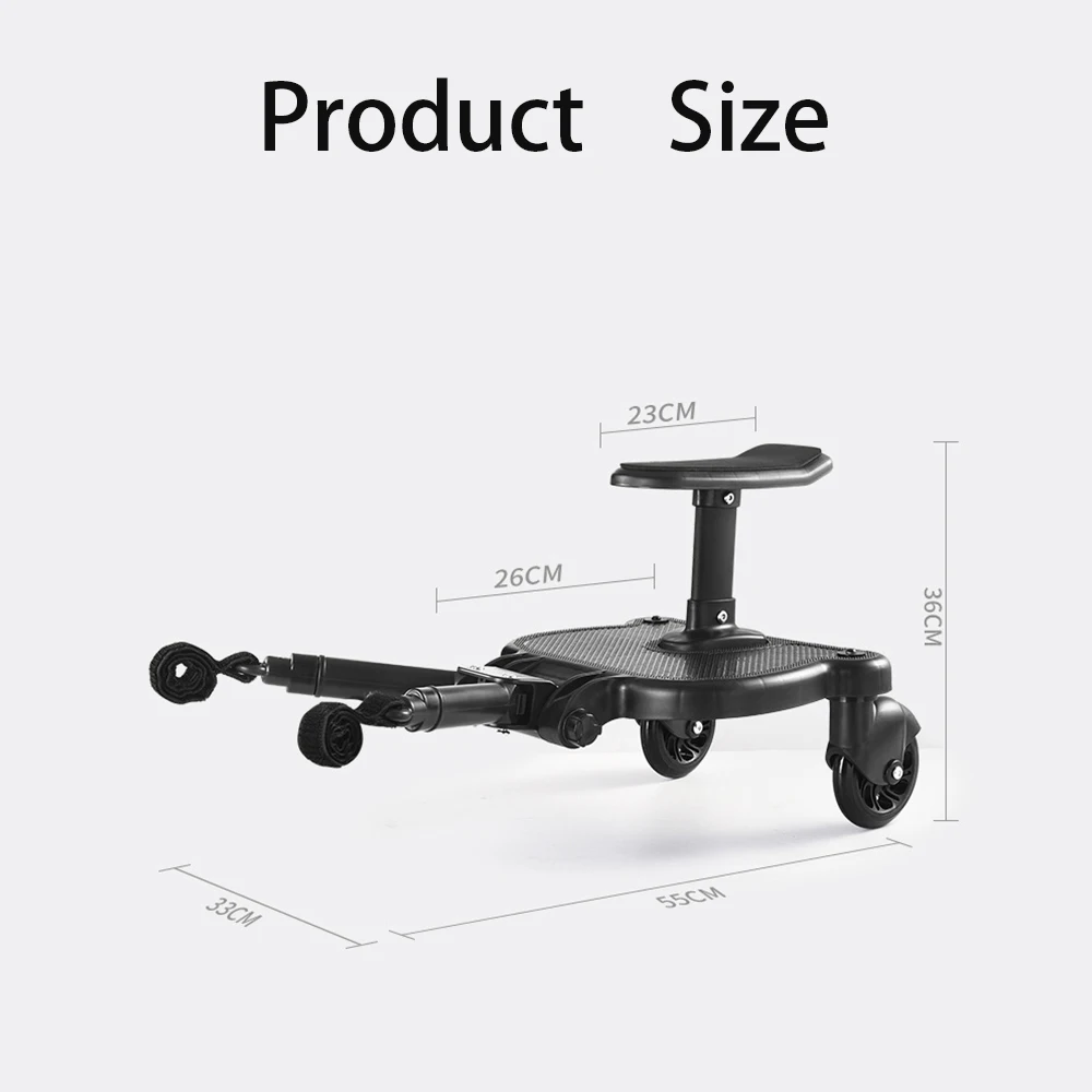 2-in-1 Foldable Buggy Board for Kids 20kg Load Bearing Universal Sitting & Standing Board with Detachable Seat Strollers