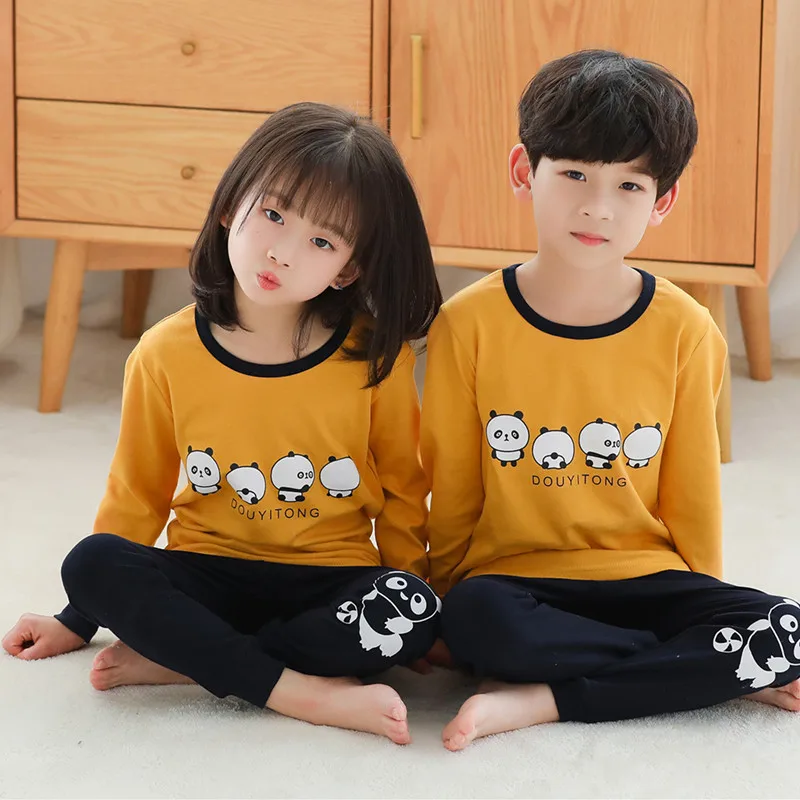 Autumn Wholesale Kids Pajama Sets 100% Cotton Children Sleepwear Cartoon Kids Pyjamas Winter Baby Pajamas Set