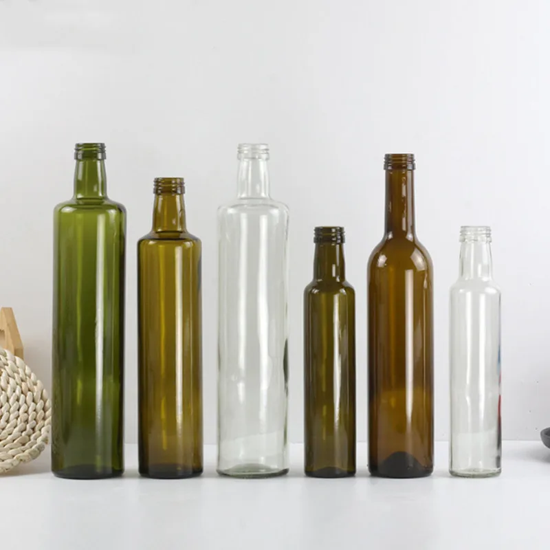 Dorica 250ml Cooking Oil Glass Bottle Manufacturer 500ml 750ml Round Shape Olive Oil Bottle with Aluminium Cap
