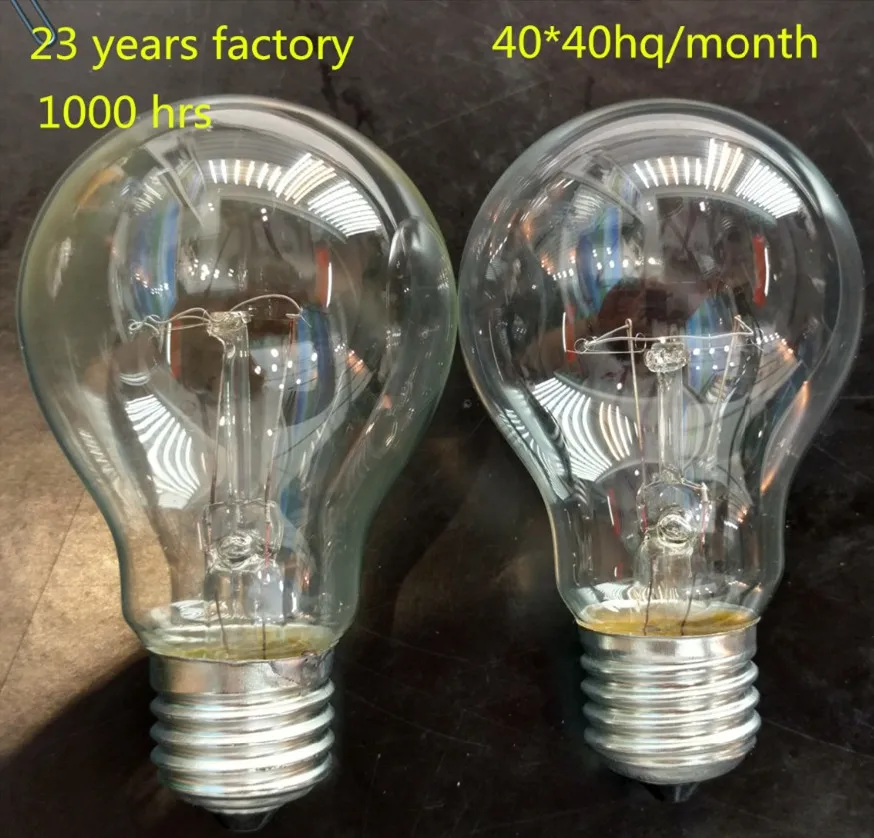 220V round clear light bulbs 40w 60w 75w 100w 150w 200w 500w incandescent bulb E27 B22 General Lighting Service bulbs