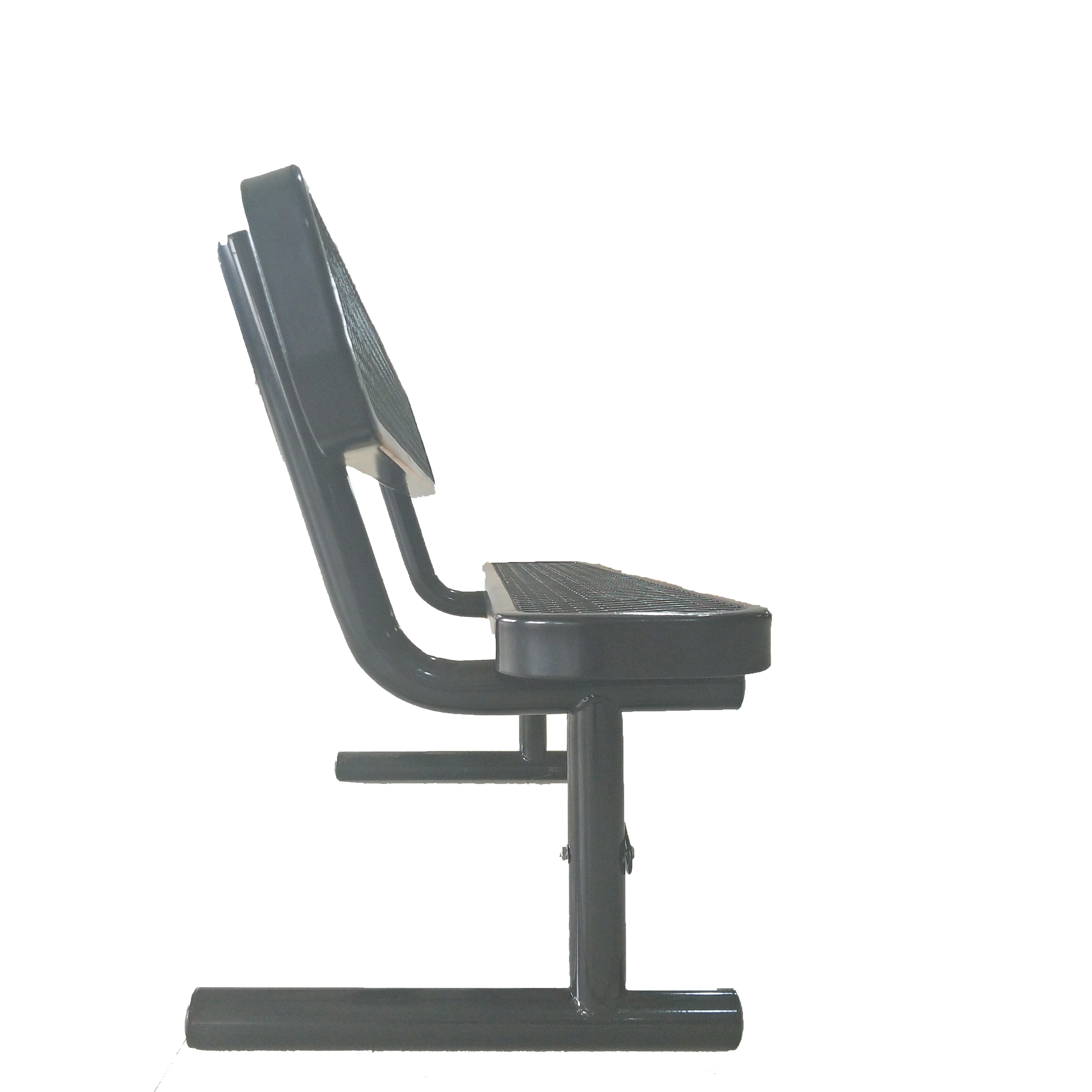 Садовая/Парковая черная наружная стальная скамья с задней стенкой, объем 1000 фунтов, расширенный металл