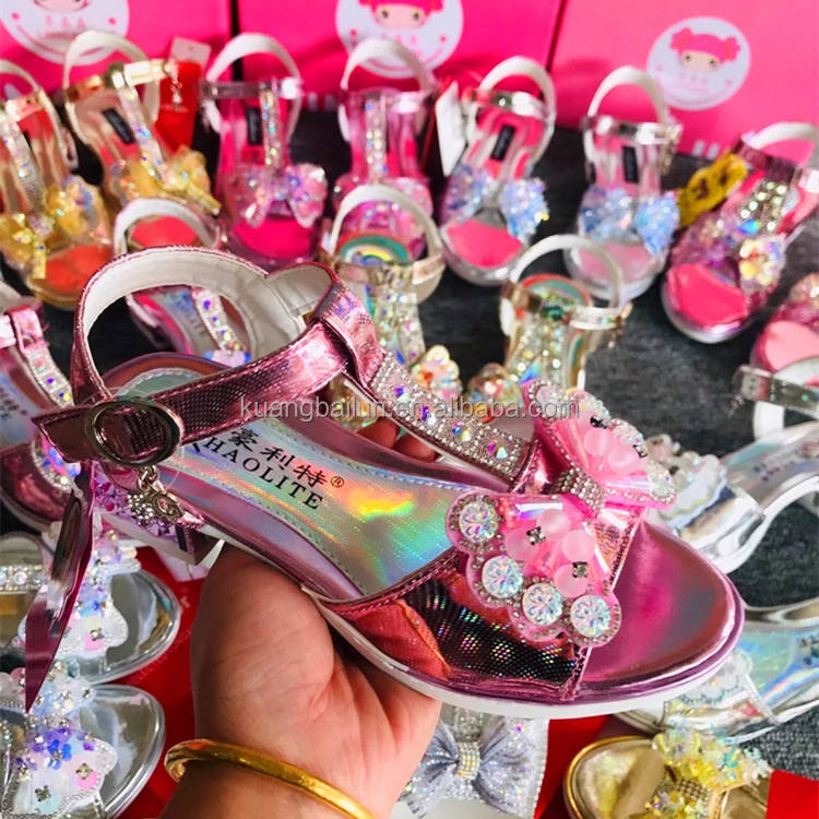 Китайские производители, оптовая продажа, красивая детская обувь с большим бантом, сандалии на высоком каблуке для девочек