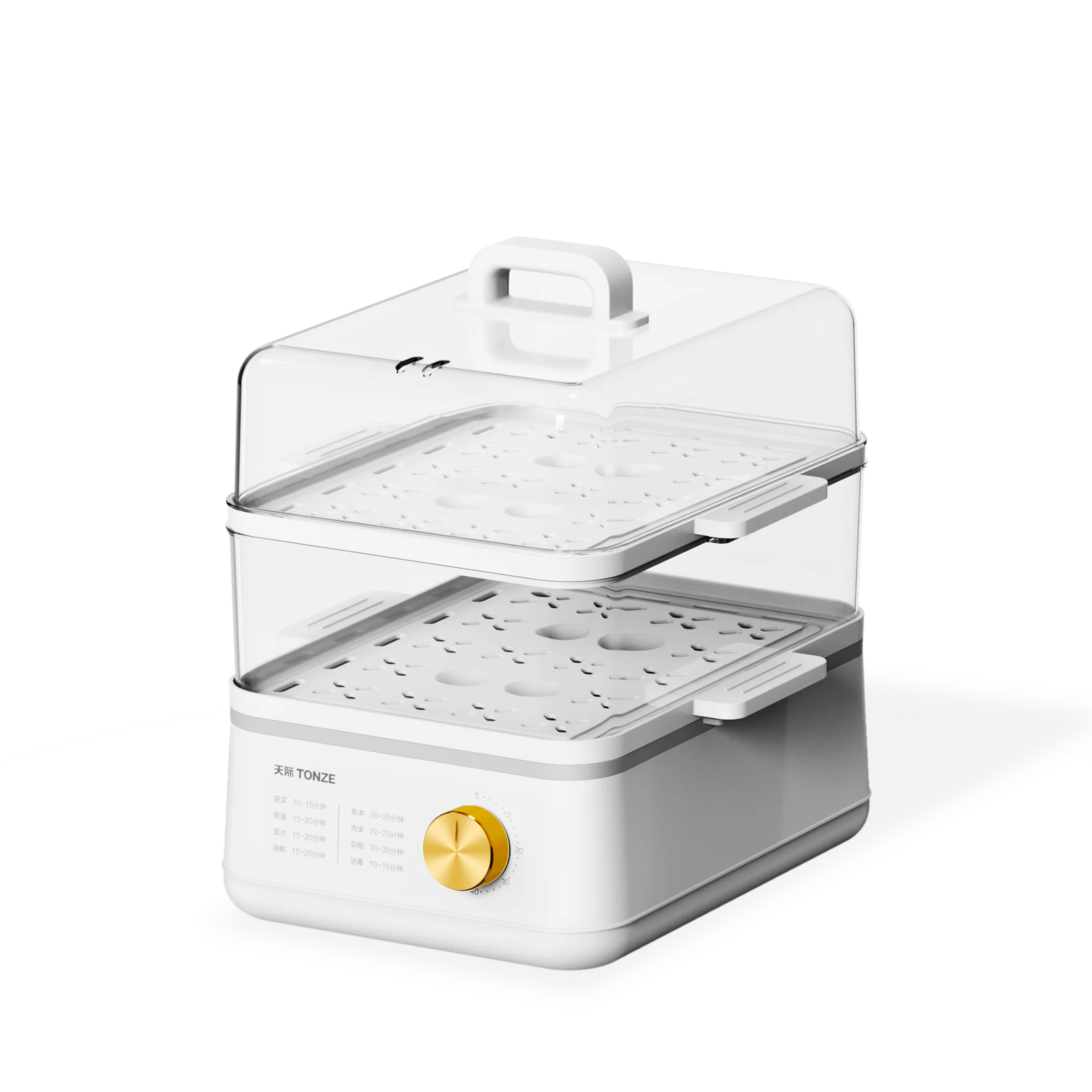 Fast steam Mechanical Timer Electric Steamer 2 Multi Layer Square electric steamer for cooking chinese food