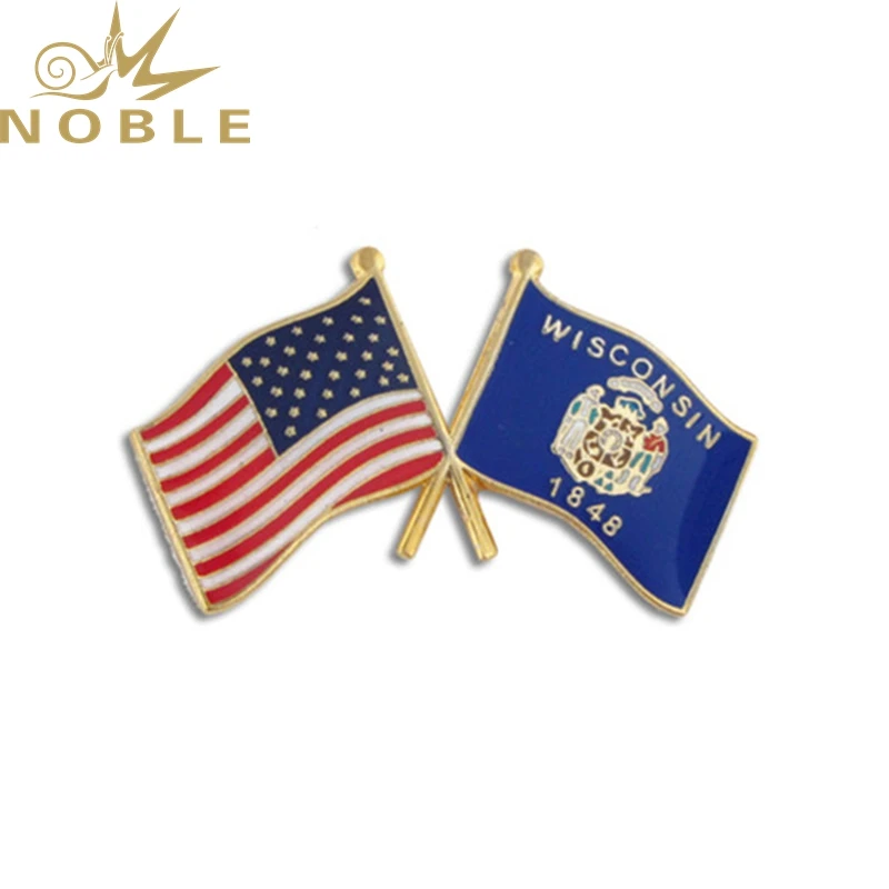 Factory Manufacturer America Flag Crossed Pins Metal Make America Great Again Vote Pins for Cloth