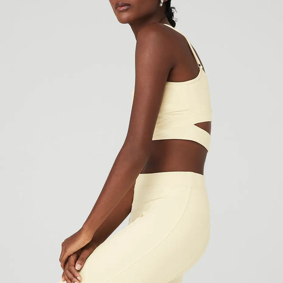 Custom Womens Spaghetti Straps Padded Yoga Bra Workout Crop Tank Tops Longline Sports Bras