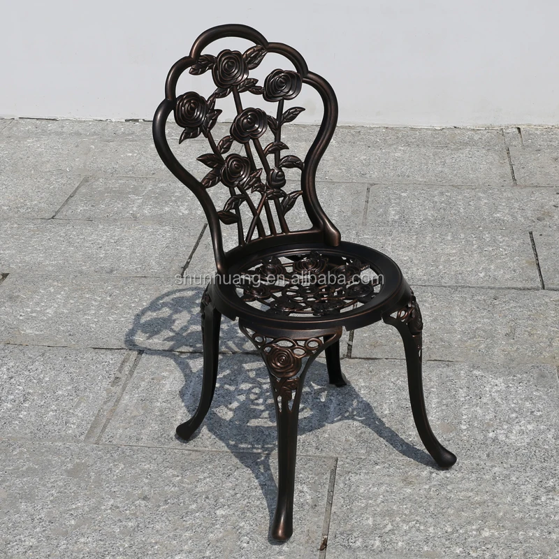 Cheap and nice cast aluminum furniture metal bistro set dismantling chairs with small coffee table