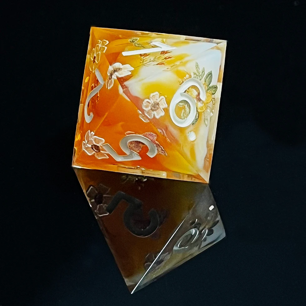 New  Sharp Edge Dice For Dungeons And Dragons blue and white porcelain flowers and butterfly layered Resin  Polyhedral Dice Set