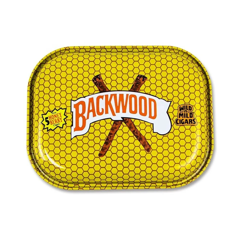 Custom logo Tinplate Tobacco Rolling Tray with Lid Cigarette Metal Hot Selling 18*14cm Black Tin rolling tray