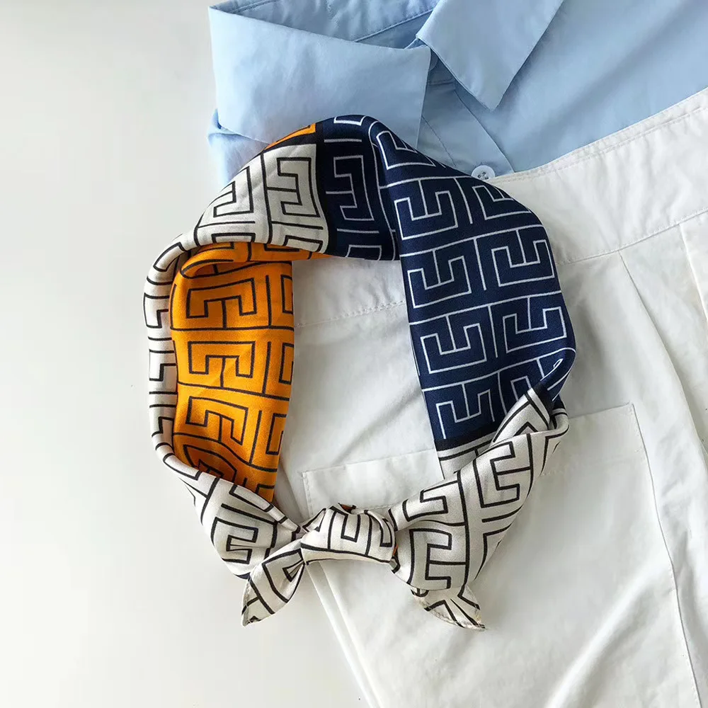 
wholesale F pattern 53cm 100% pure silk square silk scarf 