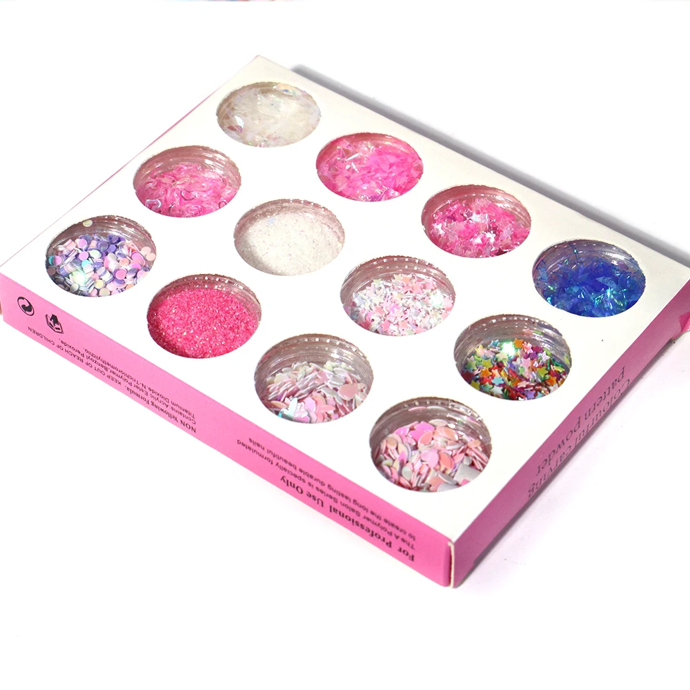 3D Mixed Heart Butterfly Shapes Nails Glitter Sequins Stickers For Nail Decoration