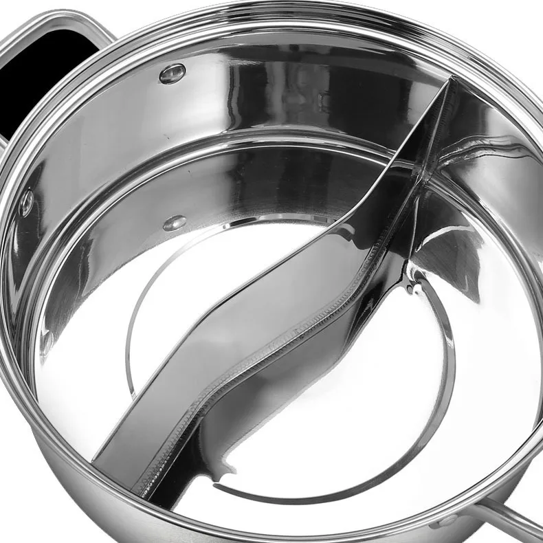 Hot Selling 304 Stainless Steel Large Capacity Double-Flavor Hot Pot Multi Size Household Pot