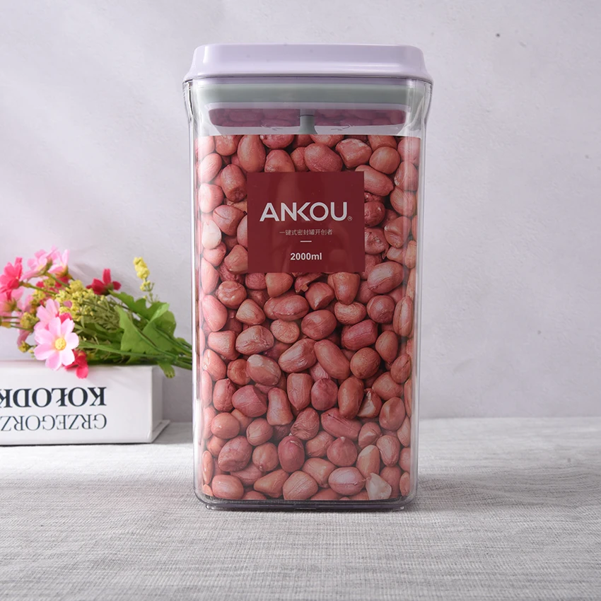 ANKOU Top Plastic transparent airtight grain food cereal storage box containers for Kitchen
