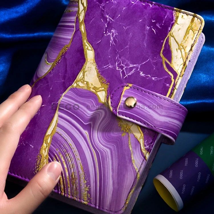 Top Sales Wholesale fancy note book A6 Ring Binder Budget PU Leather Hardcover Planner Custom Printing Journal Notebook