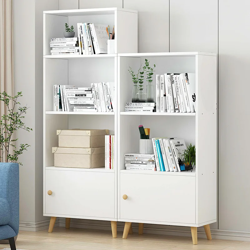 Bookshelf storage simple household living room bedroom combination simple solid wood leg bookcase
